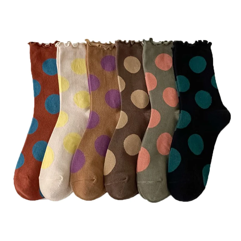 

Big Dot Cotton Socks Women Fashion Vintage Girl Style Cute Long Winter Socks Warm Kawaii Cycling Streetwear Vrouw Socken Calzini