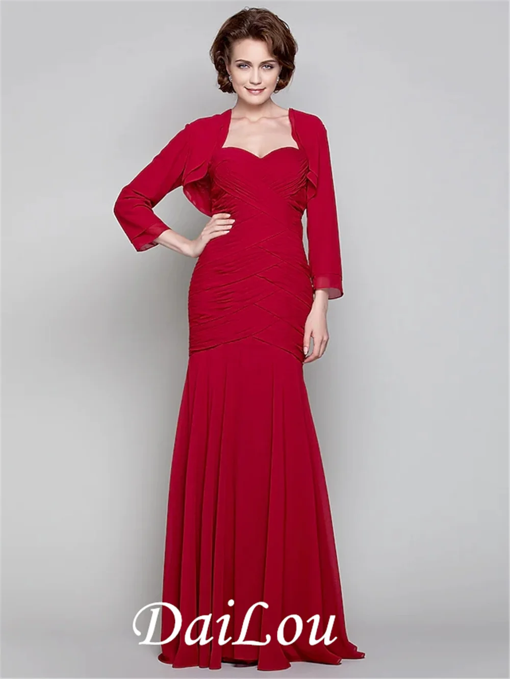 Mermaid / Trumpet Mother of the Bride Dress Two Piece Sweetheart Neckline Floor Length Chiffon Long Sleeve with Criss Cross 2021
Mermaid / Trumpet Mother of the Bride Dress Two Piece Sweetheart Neckline Floor Length Chiffon Long Sleeve with Criss Cross 2021