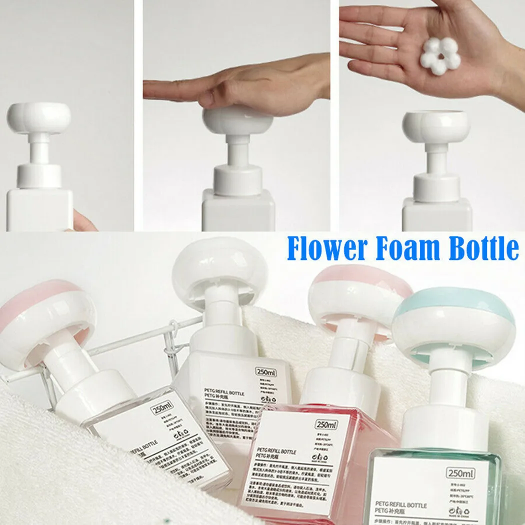 250ml Flower Foam Pump Bottle Liquid Soap Dispenser Refillable Shower Gel Shampoo Plastic Empty Bottle For Bathroom Travel
250ml Flower Foam Pump Bottle Liquid Soap Dispenser Refillable Shower Gel Shampoo Plastic Empty Bottle For Bathroom Travel