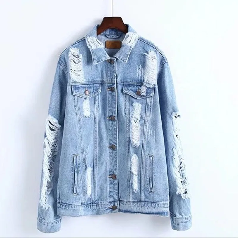 Europe and America-Hole Jeans Coat-Women's Baseball Jacket Coats and Jackets Women
Europe and America-Hole Jeans Coat-Women's Baseball Jacket Coats and Jackets Women