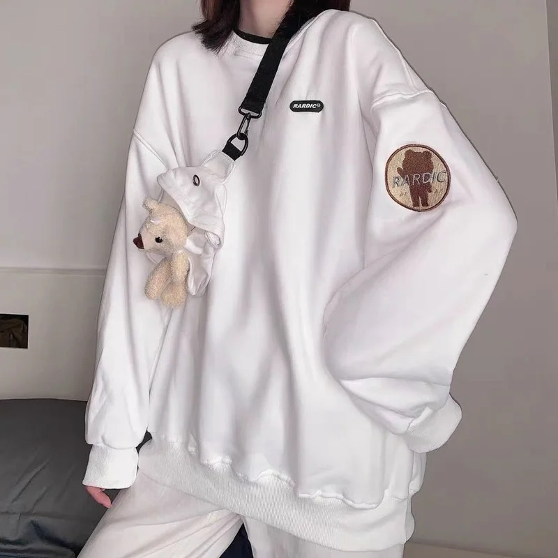 Women Cute Black Sweatshirt Fashion Streetwear Tops with Bag Korean Style White Pullover Kawaii Loose BF Jumper Female Harajuku
Women Cute Black Sweatshirt Fashion Streetwear Tops with Bag Korean Style White Pullover Kawaii Loose BF Jumper Female Harajuku