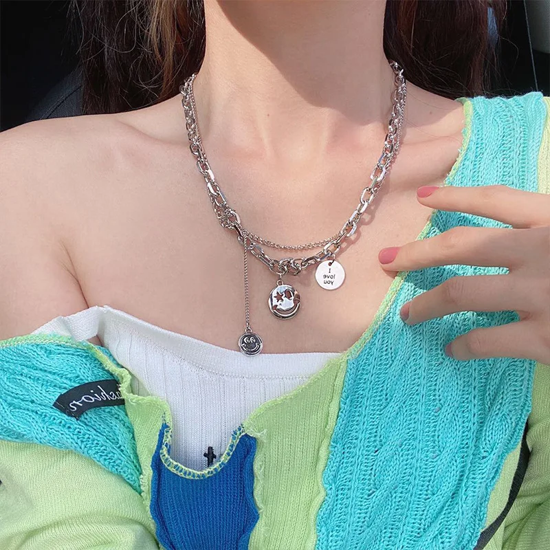 2021 Ins Popular Dark Smiley Necklace For Women Pendant Double Metal Clavicle Chain Personality Stacking Pearl Hip Hop Necklace
2021 Ins Popular Dark Smiley Necklace For Women Pendant Double Metal Clavicle Chain Personality Stacking Pearl Hip Hop Necklace