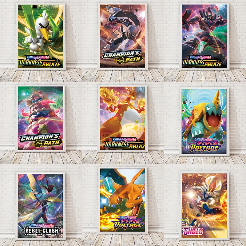 Pokemon Poster TAKARA TOMY Sun & Moon Sword Shield Evolutions Charizard Canvas Painting Mural Child Bedroom Decoration Kids Gift
Pokemon Poster TAKARA TOMY Sun & Moon Sword Shield Evolutions Charizard Canvas Painting Mural Child Bedroom Decoration Kids Gift