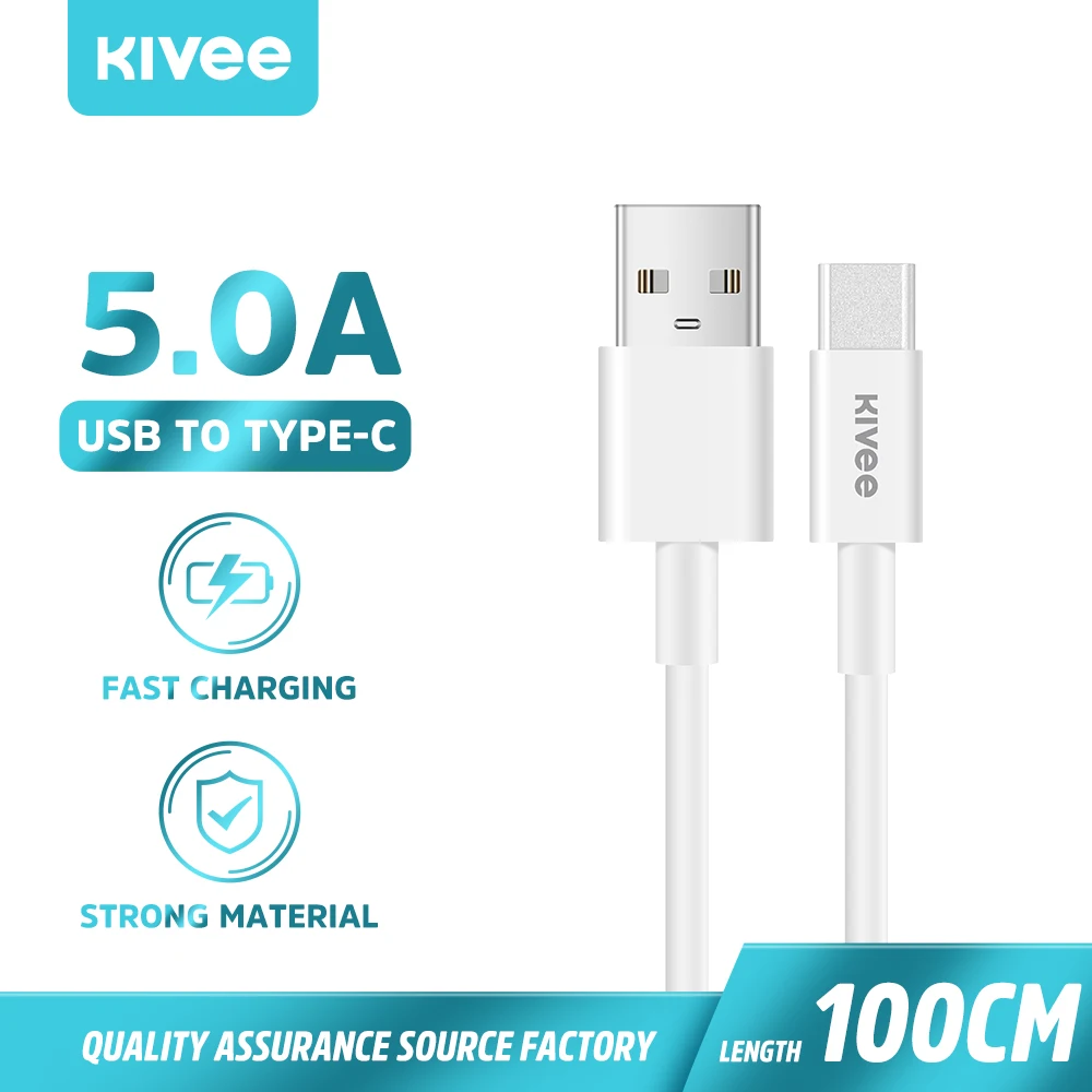 

KIVEE CT208 USB Type C Cable 5A Fast Charging Quick Charge Data Wire 1m Mobile Phone Charger Cables for huawei xiaomi