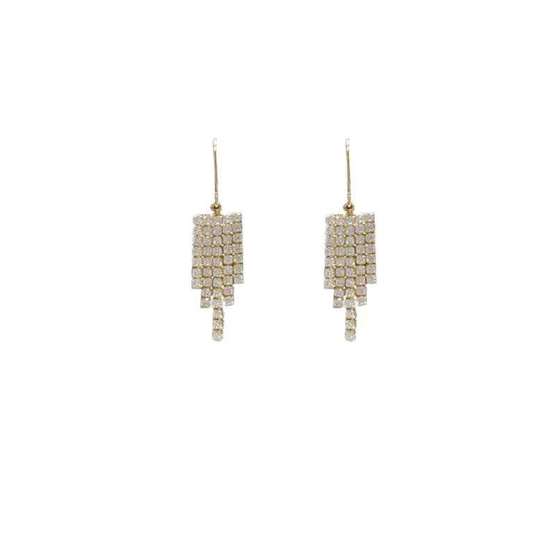 LOVOACC Temperament Shinning Rhinestone Tassel Earrings for Women Gold Color Alloy Geometric Drop Dangle Earrings Pendientes
LOVOACC Temperament Shinning Rhinestone Tassel Earrings for Women Gold Color Alloy Geometric Drop Dangle Earrings Pendientes