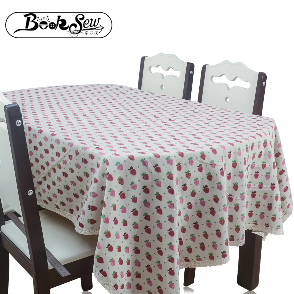 

Booksew Table Cloth Strawberry Peach Design Tablecloth With Lace Thick Table Cover Rectangular Square For Home Party Kitchen