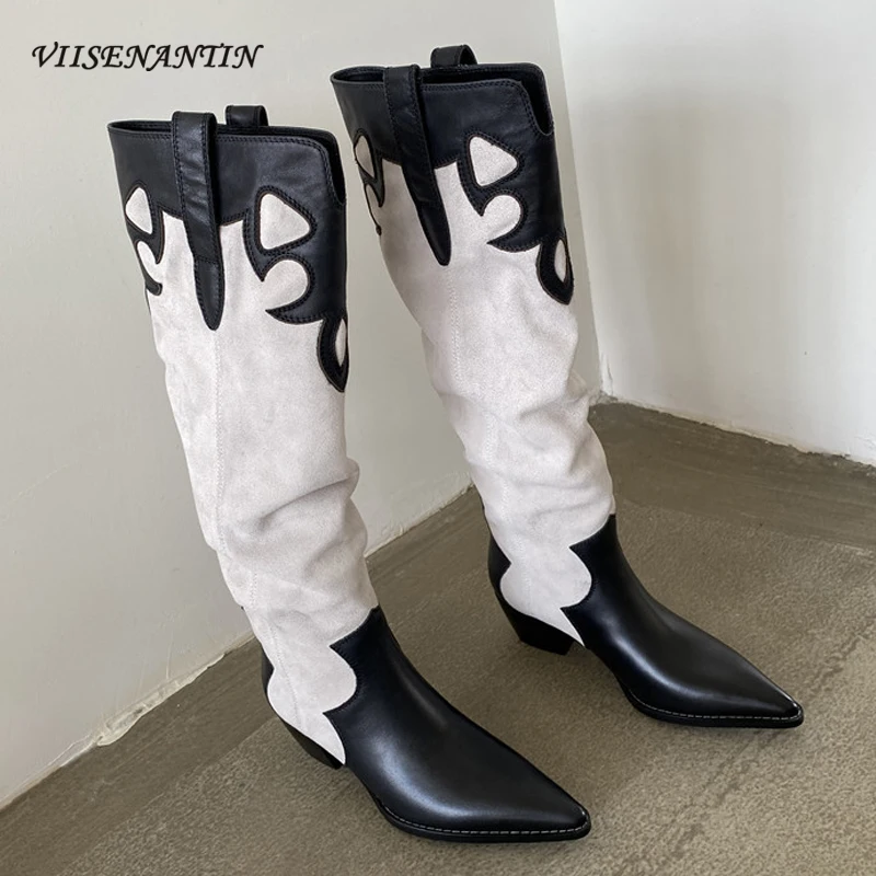 2021 Early Autumn New Pointed Toe Fashion Boots Retro Western Cowboy Boots Female Color Matching Thick Heel High Boots
2021 Early Autumn New Pointed Toe Fashion Boots Retro Western Cowboy Boots Female Color Matching Thick Heel High Boots
