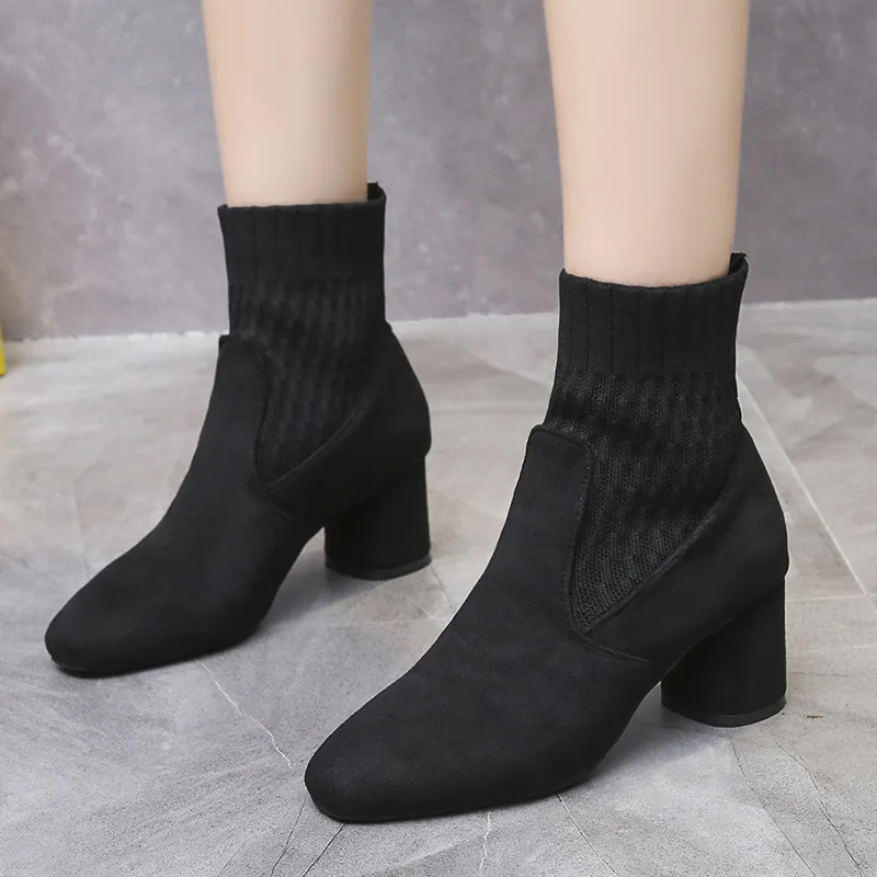 Women Socks Ankle Boots Fashion Shoes Ladies Square Toe High Heels Woman Knitted Boots New Footwear Female Boots
Women Socks Ankle Boots Fashion Shoes Ladies Square Toe High Heels Woman Knitted Boots New Footwear Female Boots