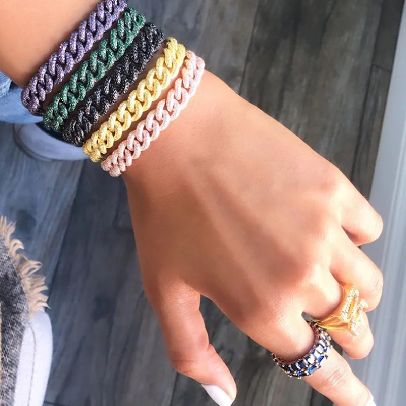 micro pave colorful cz red blue green color 10MM Miami cuban link chain women iced out black gold bracelet fashion jewelry
micro pave colorful cz red blue green color 10MM Miami cuban link chain women iced out black gold bracelet fashion jewelry