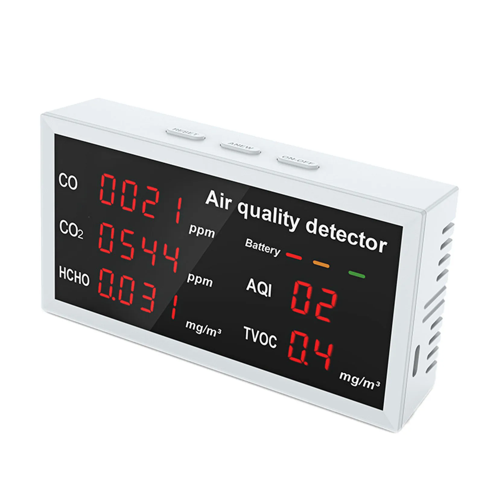 5 в 1, многофункциональный детектор для контроля качества воздуха
5 в 1, многофункциональный детектор для контроля качества воздуха