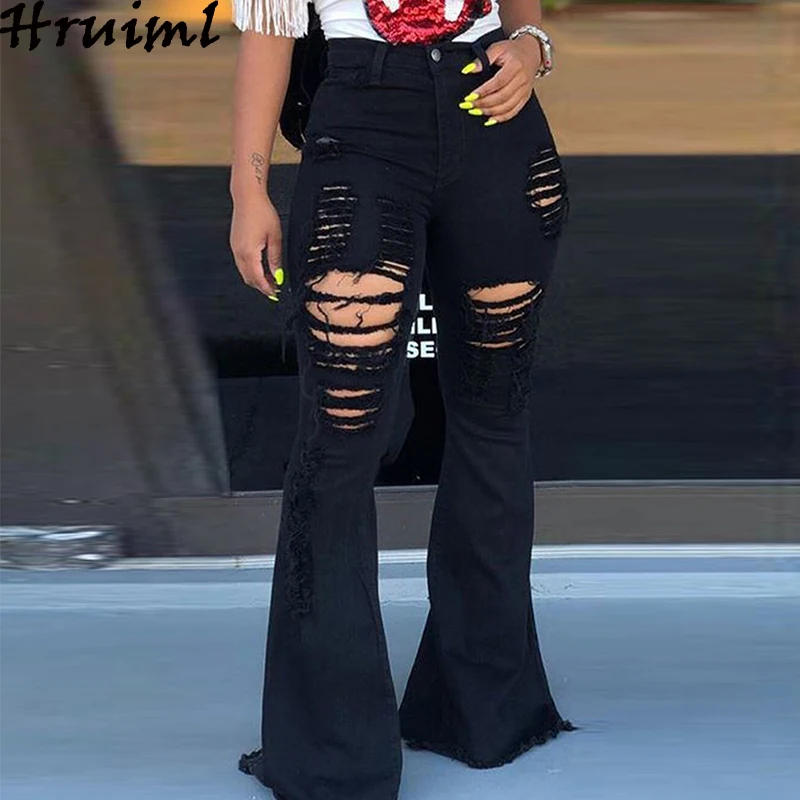 Denim Flare Pants Women 2020 Fall Fashion High Waist Hole Solid Jeans Casual Streetwear Plus Size Pants Sexy Long Trousers
Denim Flare Pants Women 2020 Fall Fashion High Waist Hole Solid Jeans Casual Streetwear Plus Size Pants Sexy Long Trousers