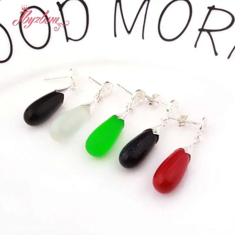 8x16mm Drop Beads Cat Eye Coral Agates Jades Beads Silver Dangle Jewelry Hoops Studs Earrings For Woman Gift 1 Pair
8x16mm Drop Beads Cat Eye Coral Agates Jades Beads Silver Dangle Jewelry Hoops Studs Earrings For Woman Gift 1 Pair