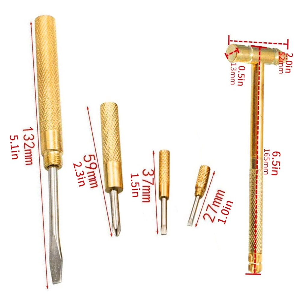 5 In 1 Mini Brass Hammer 4 Kinds Screwdriver Bits Pocket DIY Tools Copper Plated Hammer With Screwdriver Multi-Function Tool
5 In 1 Mini Brass Hammer 4 Kinds Screwdriver Bits Pocket DIY Tools Copper Plated Hammer With Screwdriver Multi-Function Tool