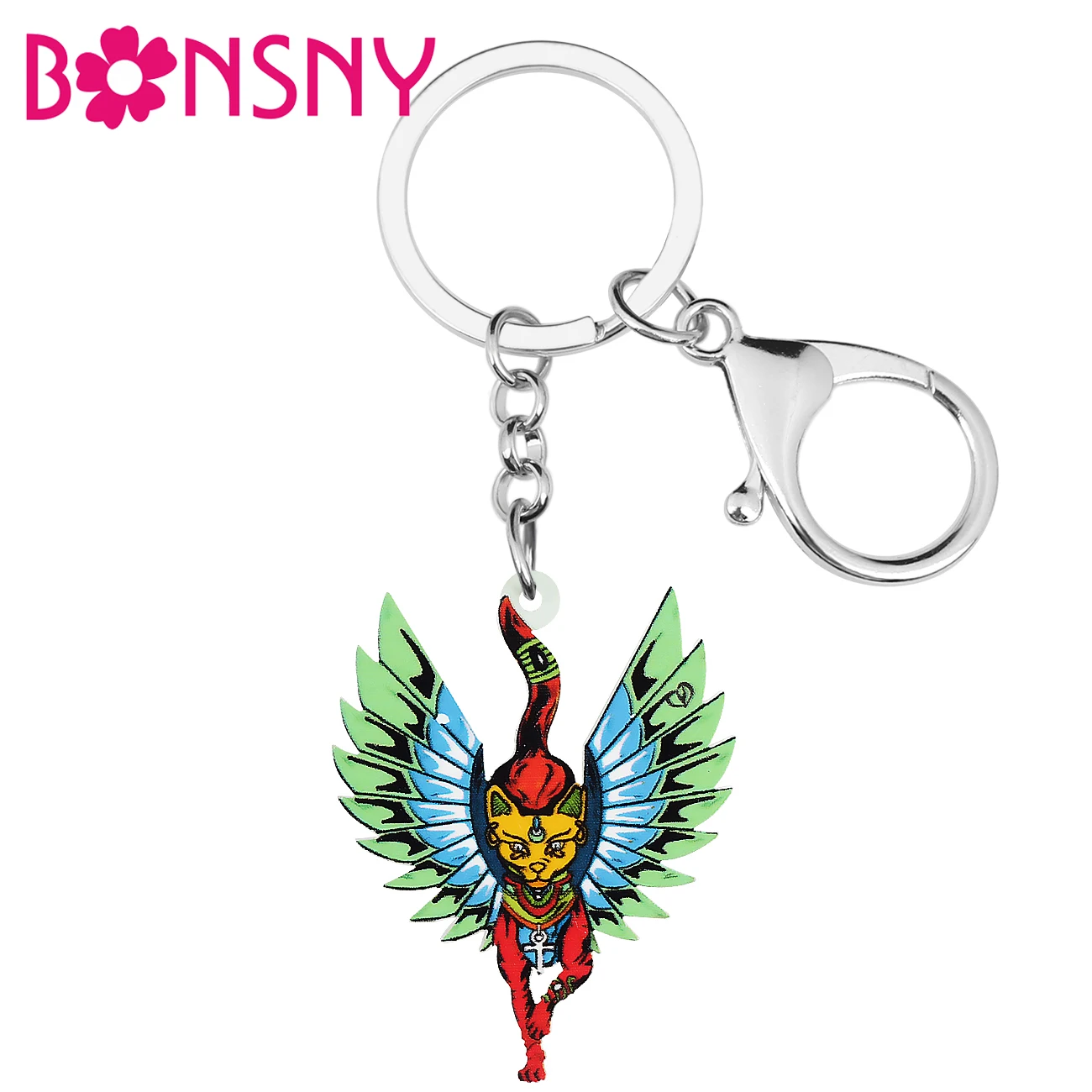 BONSNY Acrylic Elegant Blue Wings Egypt Cat Kitten Keychains Ring Fashion Purse Car Key Chain Gift Jewelry For Women Girls
BONSNY Acrylic Elegant Blue Wings Egypt Cat Kitten Keychains Ring Fashion Purse Car Key Chain Gift Jewelry For Women Girls