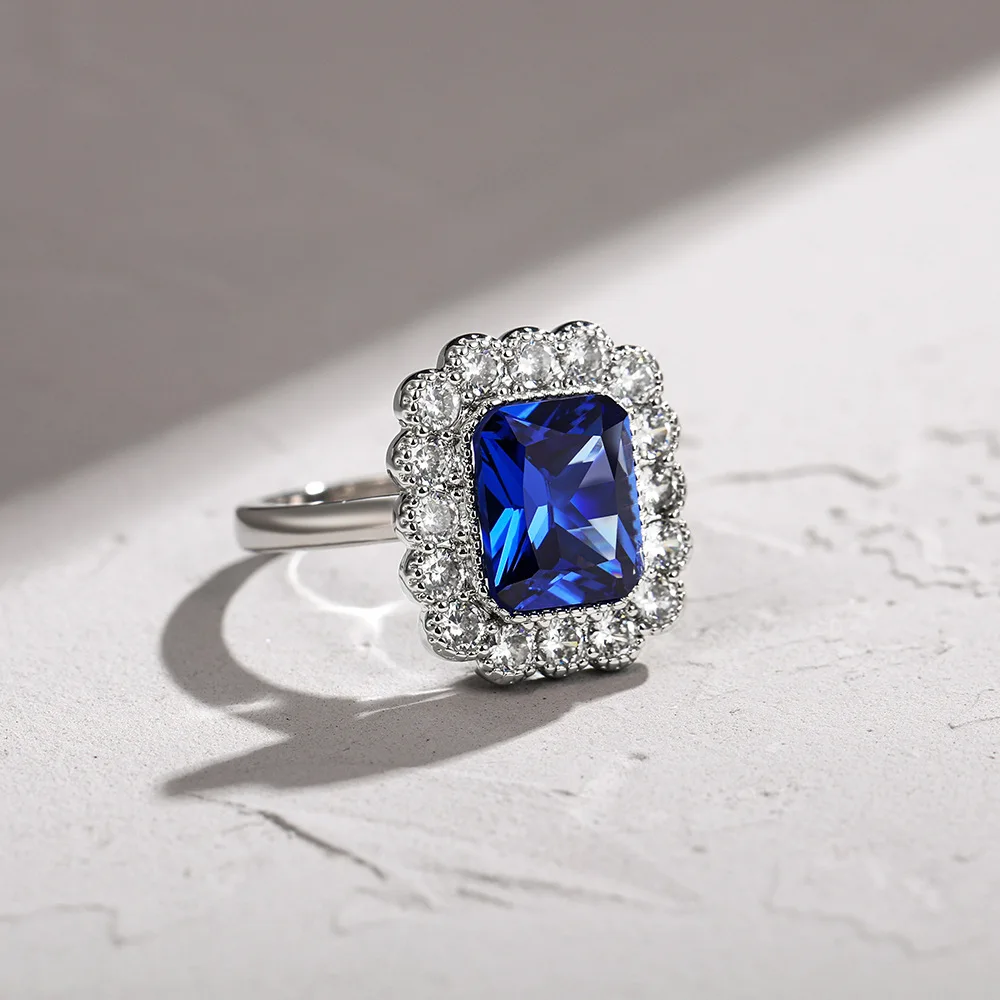 Luxury Female Blue Crystal Ring Charm Silver Color Wedding Rings For Women Promise Square Zircon Engagement Ring 
Luxury Female Blue Crystal Ring Charm Silver Color Wedding Rings For Women Promise Square Zircon Engagement Ring