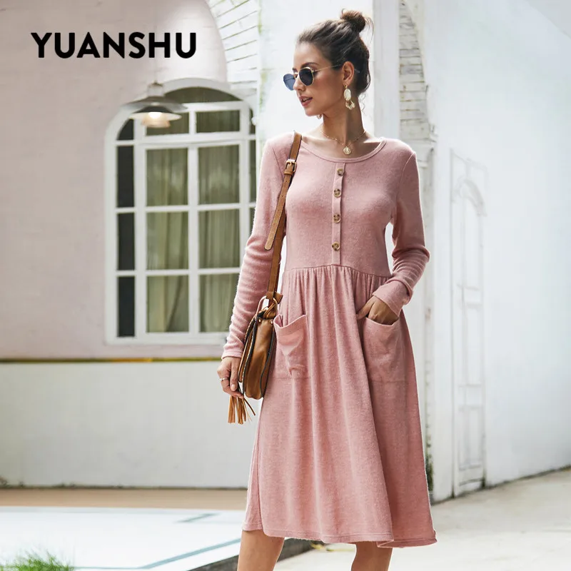 YUANSHU, модное, элегантное, с круглым вырезом, с длинным рукавом, с карманом, миди платье, для женщин, Осень-зима, одноцветное, ТРАПЕЦИЕВИДНОЕ, на...
YUANSHU, модное, элегантное, с круглым вырезом, с длинным рукавом, с карманом, миди платье, для женщин, Осень-зима, одноцветное, ТРАПЕЦИЕВИДНОЕ, на...