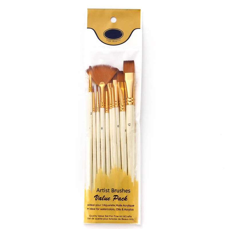 10Pcs Acrylic and Oil Brushes Nylon Hair Paint Brush Watercolor Brush Pen Professional Art Supplies
10Pcs Acrylic and Oil Brushes Nylon Hair Paint Brush Watercolor Brush Pen Professional Art Supplies