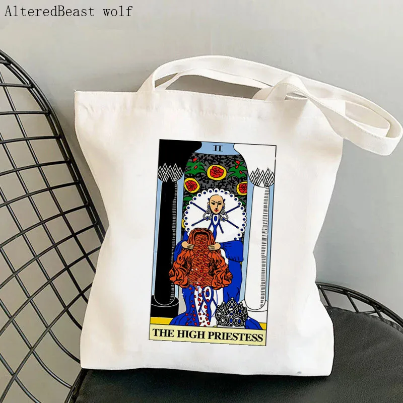 Women Shopper bag The High Priestess Tarot Printed Bag Harajuku Shopping Canvas Shopper Bag girl handbag Tote Shoulder Lady Bag
Women Shopper bag The High Priestess Tarot Printed Bag Harajuku Shopping Canvas Shopper Bag girl handbag Tote Shoulder Lady Bag