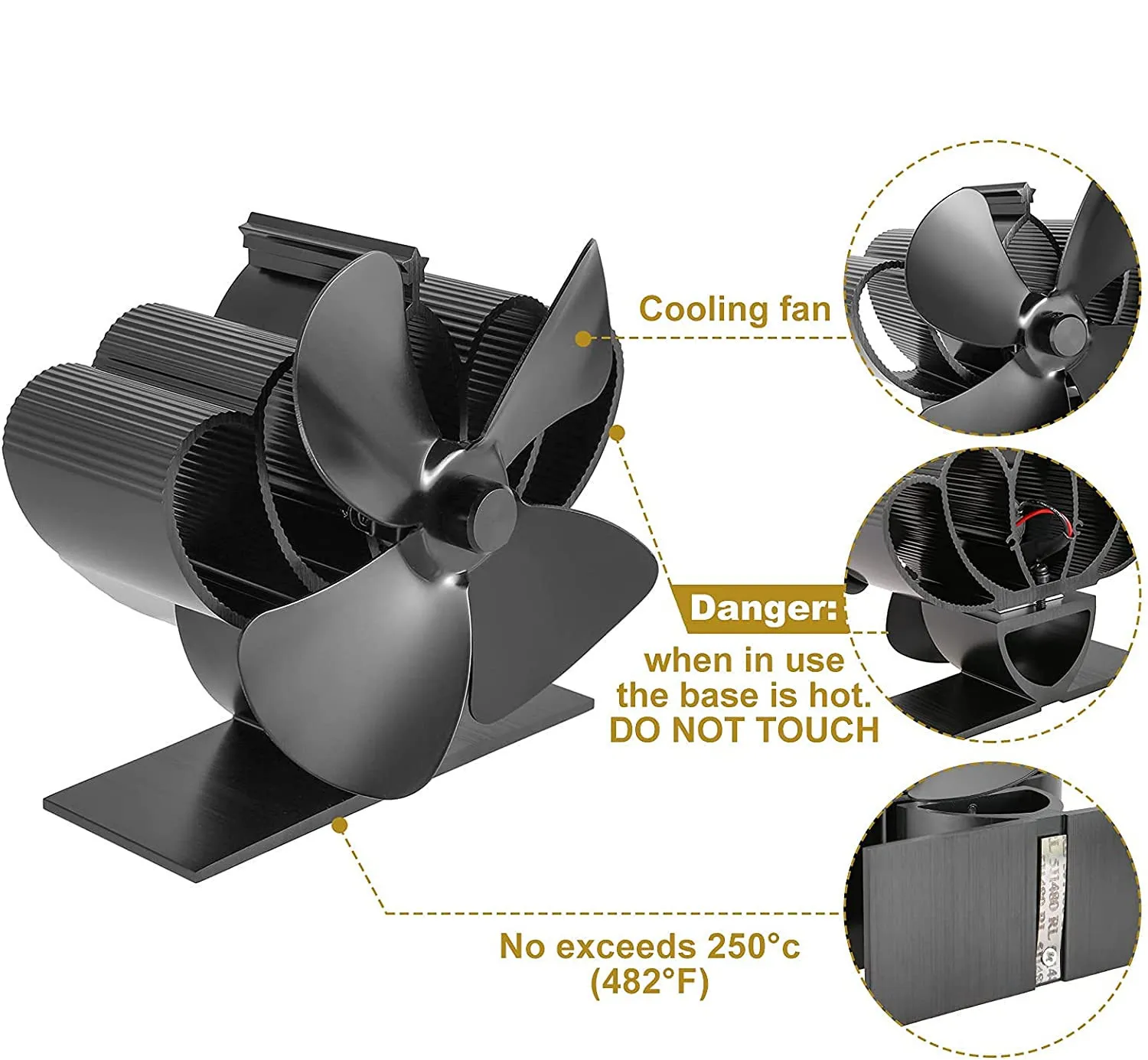 Mini 4 Blades Stove Fan with Thermometer Heat Powered Stove Fan for Wood/Log Burner Efficiently Heat Distribution Eco Friendly
Mini 4 Blades Stove Fan with Thermometer Heat Powered Stove Fan for Wood/Log Burner Efficiently Heat Distribution Eco Friendly