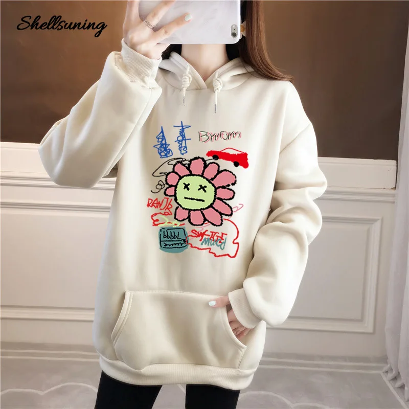 Shellsuning Printing Winter Women Thicken Plus Velvet Sweatshirts Hoodies New Loose Korean Style Streetwear Quality Pullovers
Shellsuning Printing Winter Women Thicken Plus Velvet Sweatshirts Hoodies New Loose Korean Style Streetwear Quality Pullovers