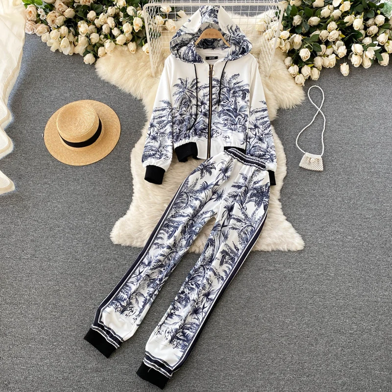 Women Printed 2 Pieces Set Sweatshirts Zipper Hooded Top Cargo Pants Suit 2022 Sweatpants Trousers Outfits Casual Tracksuit New
Women Printed 2 Pieces Set Sweatshirts Zipper Hooded Top Cargo Pants Suit 2022 Sweatpants Trousers Outfits Casual Tracksuit New