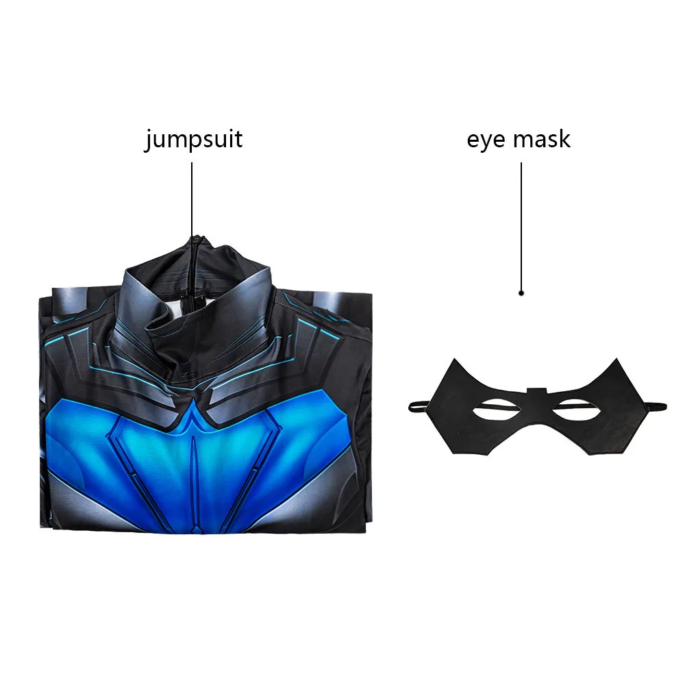 Adult Superhero Titans Nightwing Jumpsuit Cosplay Costume Halloween Masquerade Cool Bodysuit With Eye Mask
Adult Superhero Titans Nightwing Jumpsuit Cosplay Costume Halloween Masquerade Cool Bodysuit With Eye Mask