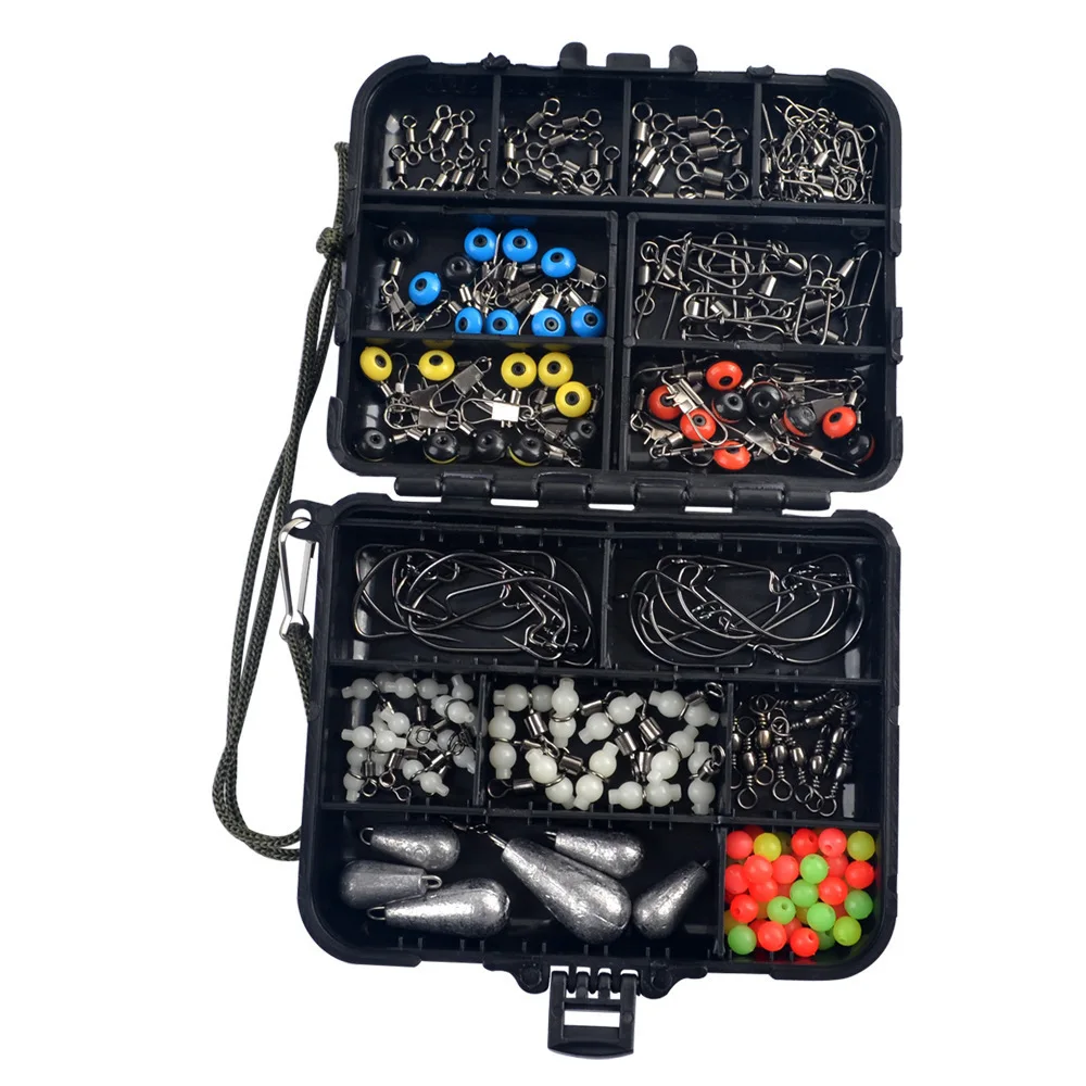 177PCS Fishing Accessories Kit with Tackle Box Fishing Equipment Including Sinker Weights Jig Hooks Sinker Slides Swivel
177PCS Fishing Accessories Kit with Tackle Box Fishing Equipment Including Sinker Weights Jig Hooks Sinker Slides Swivel