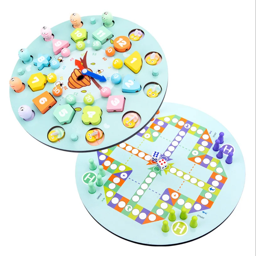 Double-sided Digital Clock Flying Chess Clip Beads Fishing Multifunctional boad game Children's Educational Wooden Toys
Double-sided Digital Clock Flying Chess Clip Beads Fishing Multifunctional boad game Children's Educational Wooden Toys