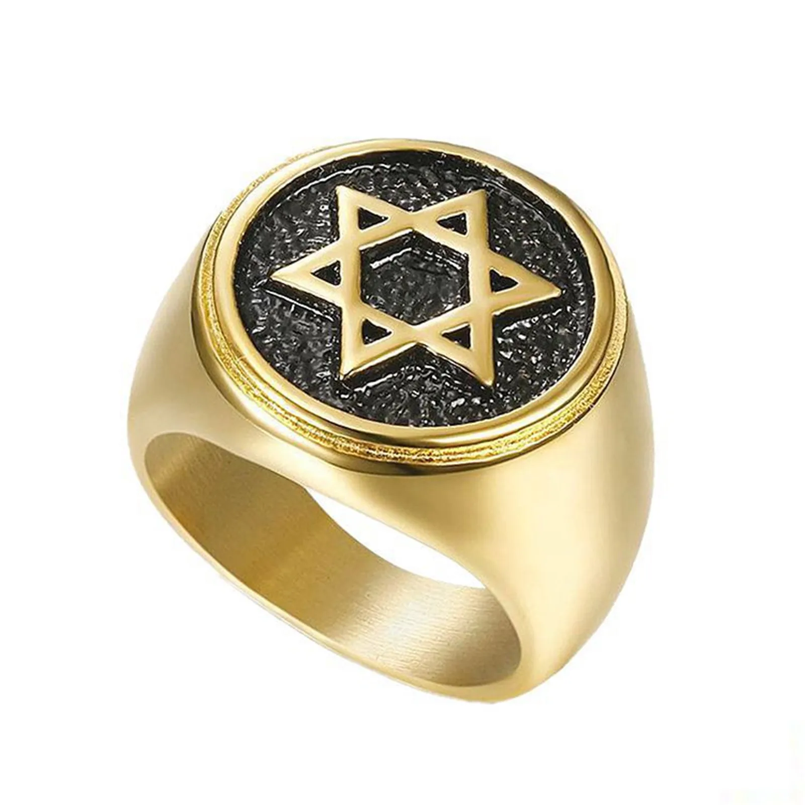 Magen David Golden Ring for Men Women Stainless Steel Punk Style Seal of Solomon Jewish Judaism Symbol Jewelry Israel Star
Magen David Golden Ring for Men Women Stainless Steel Punk Style Seal of Solomon Jewish Judaism Symbol Jewelry Israel Star