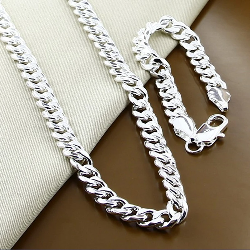 BABYLLNT New Classic 925 Sterling Silver Jewelry Sets Fashion 10mm Hip Hop Chain Necklace Bracelet Sets For Male Gifts
BABYLLNT New Classic 925 Sterling Silver Jewelry Sets Fashion 10mm Hip Hop Chain Necklace Bracelet Sets For Male Gifts