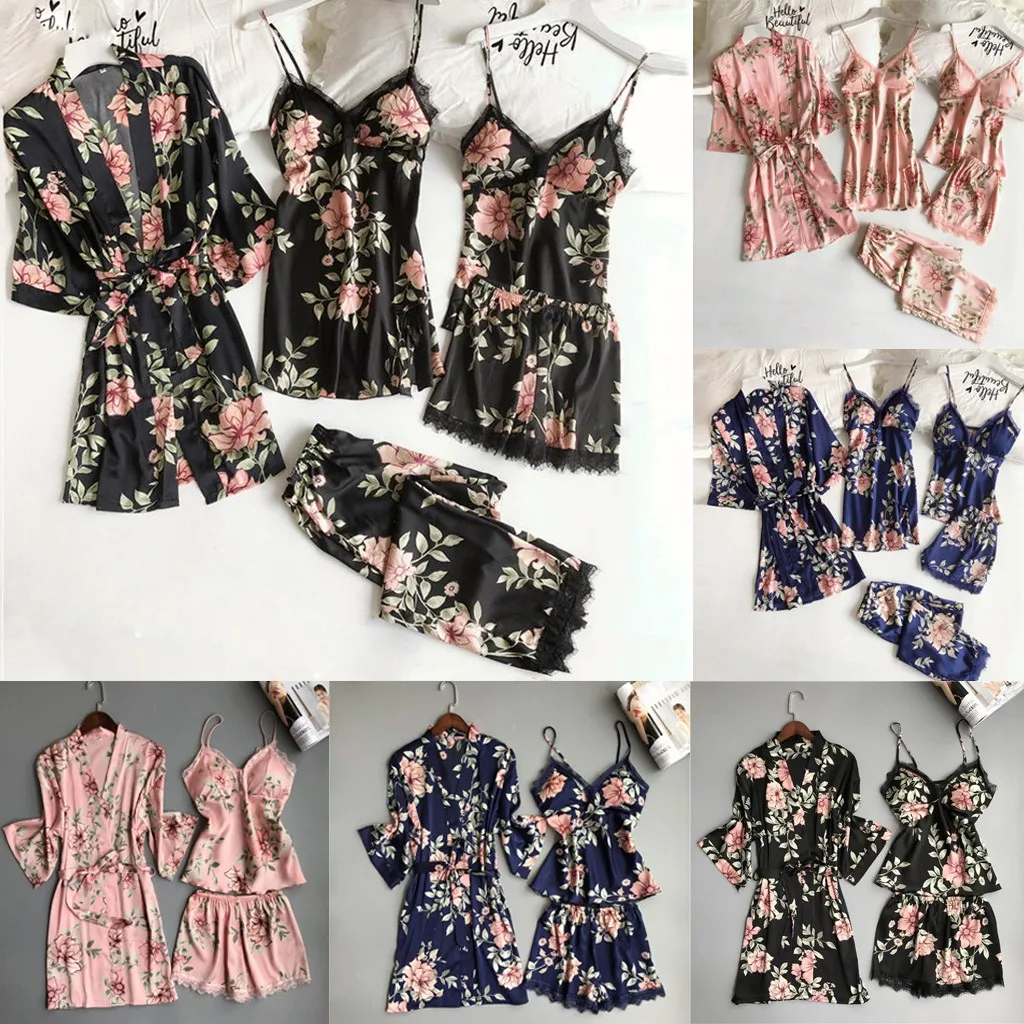2021Spring Autumn Women Silk Pajamas Sets With Chest Pads Flower Print Pijama Sleepwear5 Pieces Spaghetti Strap Satin Pyjamas
2021Spring Autumn Women Silk Pajamas Sets With Chest Pads Flower Print Pijama Sleepwear5 Pieces Spaghetti Strap Satin Pyjamas