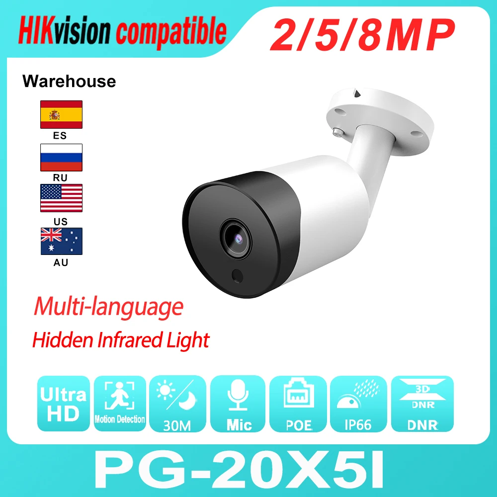 Камера видеонаблюдения Hikvision, совместимая с IP-камерой PoE, 8 Мп, встроенный микрофон, H.265 IR, с датчиком движения на 30 м, водонепроницаемость IP66
Камера видеонаблюдения Hikvision, совместимая с IP-камерой PoE, 8 Мп, встроенный микрофон, H.265 IR, с датчиком движения на 30 м, водонепроницаемость IP66