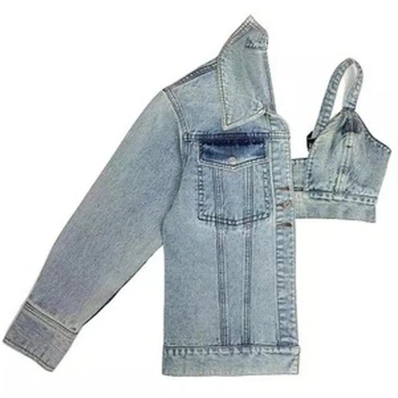 2021 Spring Denim Jacket Women Chic Patchwork Asymmetrical Denim Coat Long Sleeve Off Shoulder V Neck Sexy Tops Female Fashion
2021 Spring Denim Jacket Women Chic Patchwork Asymmetrical Denim Coat Long Sleeve Off Shoulder V Neck Sexy Tops Female Fashion