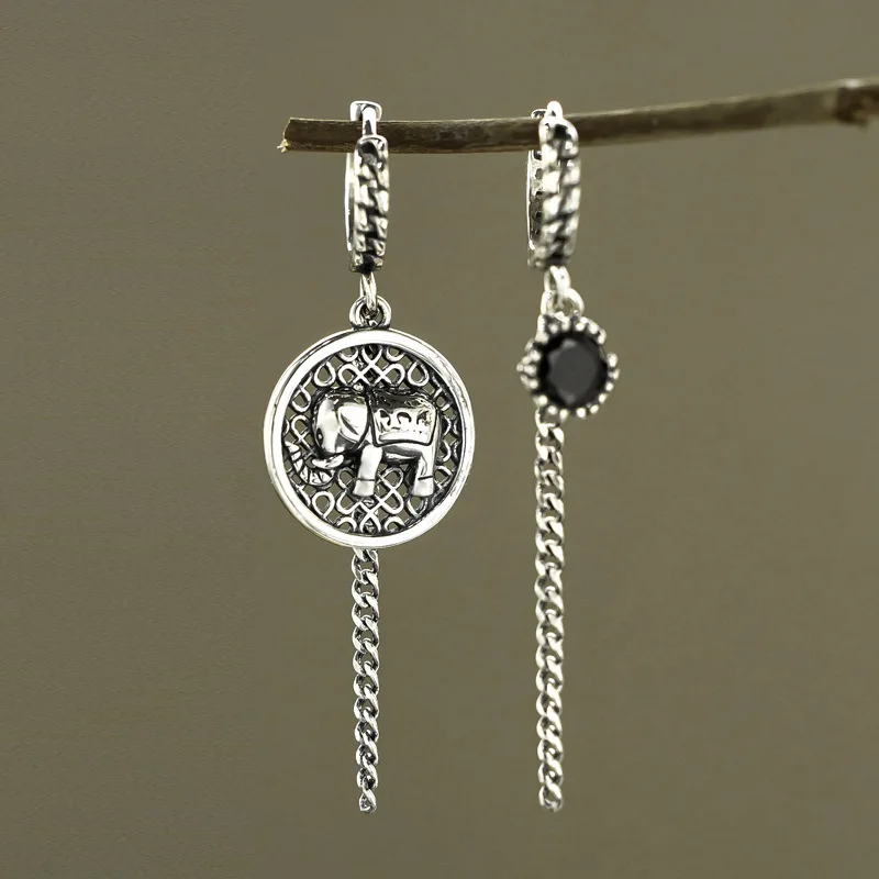 YAOLOGE 925 Sterling Silver Vintage Asymmetrical Elephant Round Thai Silver Earrings Tassel Chain Earrings Party Jewelry Gift
YAOLOGE 925 Sterling Silver Vintage Asymmetrical Elephant Round Thai Silver Earrings Tassel Chain Earrings Party Jewelry Gift
