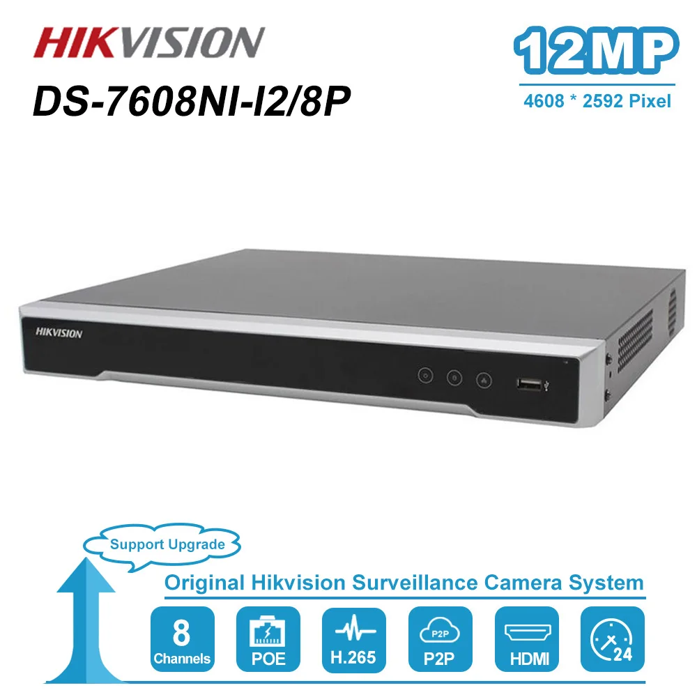 

Hikvision DS-7608NI-I2/8P 8CH 4K NVR 8 POE Ports 2 SATA Network Video Recoder Up To 12MP Resolution Output CCTV System H.265+