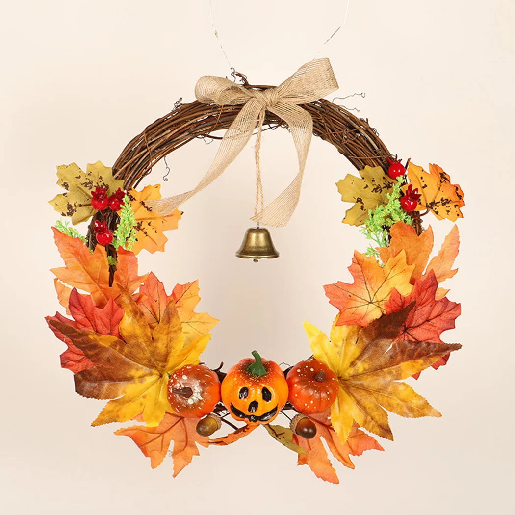 Artificial Autumn Fall Wreath With Bells Halloween Thanksgiving Home Decoration Colorful Pumpkin Front Door Wall Hanging Wreath
Artificial Autumn Fall Wreath With Bells Halloween Thanksgiving Home Decoration Colorful Pumpkin Front Door Wall Hanging Wreath
