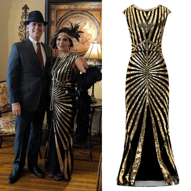 Women's 1920s Flapper Gatsby Dress with Sleeves Sequin Beaded Mermaid Art Deco Cocktail Party Long Dresses Accessories Set
Women's 1920s Flapper Gatsby Dress with Sleeves Sequin Beaded Mermaid Art Deco Cocktail Party Long Dresses Accessories Set