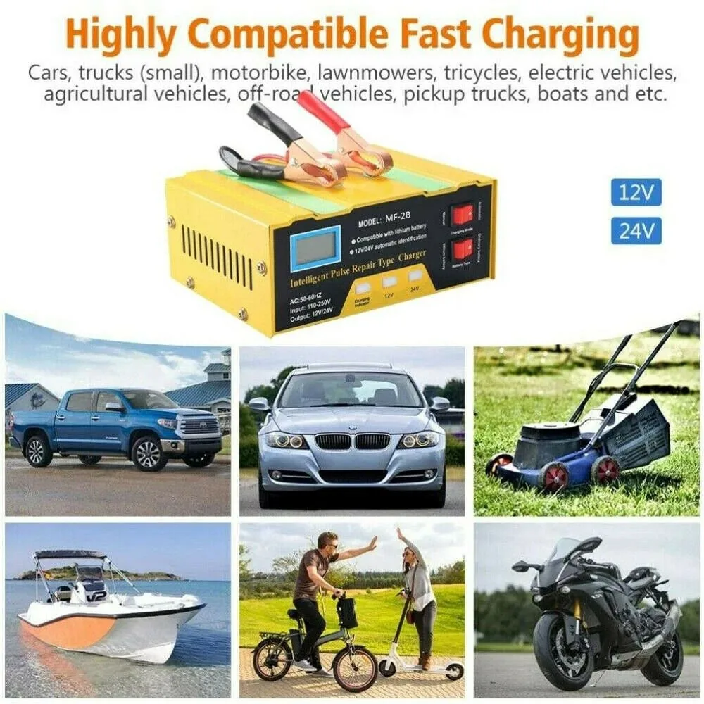 12/24V Car Motorcycle Battery Charger LCD Digital Display Automatic Battery Repair Type Lead-acid Charger Fast Power Charging
12/24V Car Motorcycle Battery Charger LCD Digital Display Automatic Battery Repair Type Lead-acid Charger Fast Power Charging