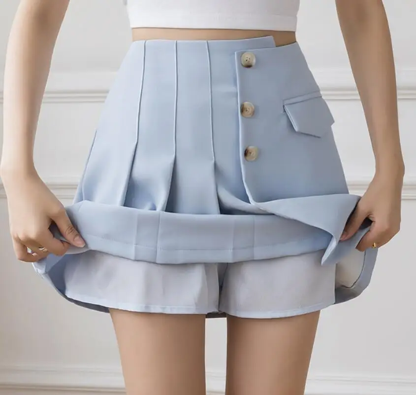 2021 Summer Women Pleated Buttons A-Line Irregular High Waist Skirt Female Shorts Skirts Faldas Mujer Moda f70
2021 Summer Women Pleated Buttons A-Line Irregular High Waist Skirt Female Shorts Skirts Faldas Mujer Moda f70