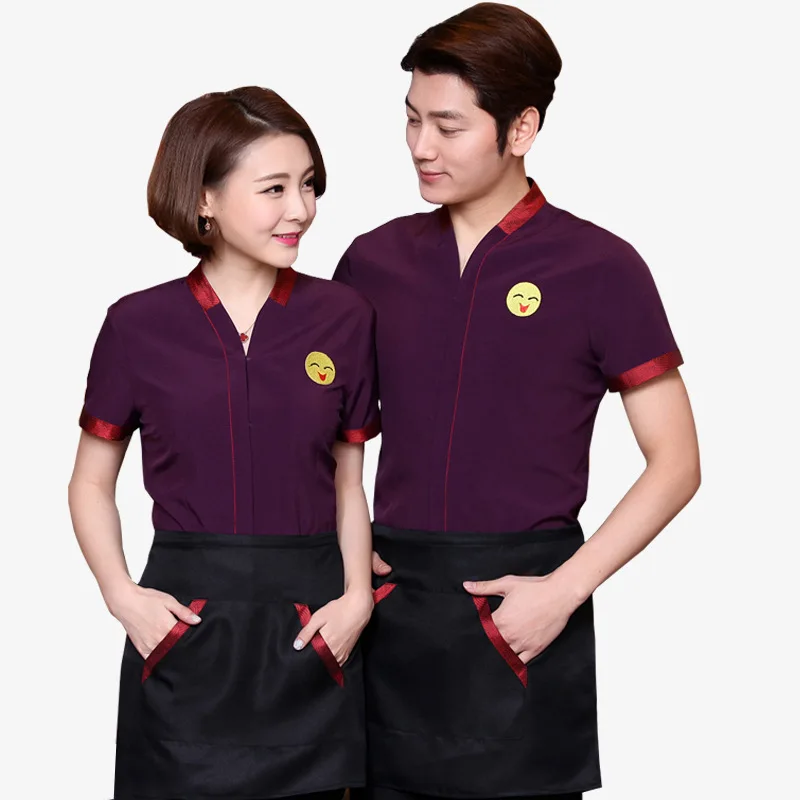 Hotel Work Women Short-Sleeved Smiley Face Catering Waiter Uniform Special Catering Fast Food Clothing
Hotel Work Women Short-Sleeved Smiley Face Catering Waiter Uniform Special Catering Fast Food Clothing