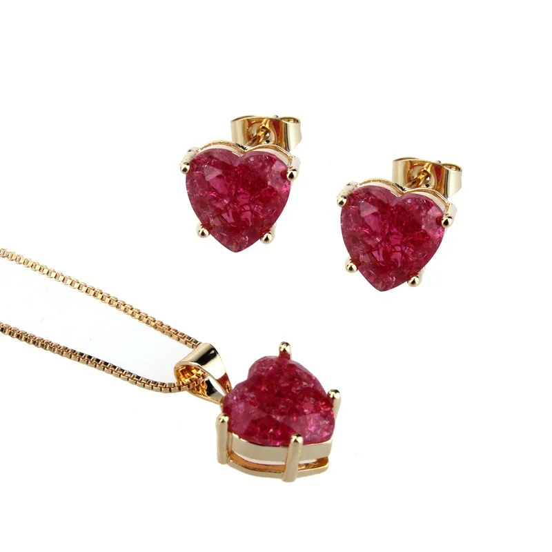 Heart-shaped Multicolored Zircon Stud Necklace Set Blast Stone Two-color Gold-plated Copper Pendant Ear Pin
Heart-shaped Multicolored Zircon Stud Necklace Set Blast Stone Two-color Gold-plated Copper Pendant Ear Pin