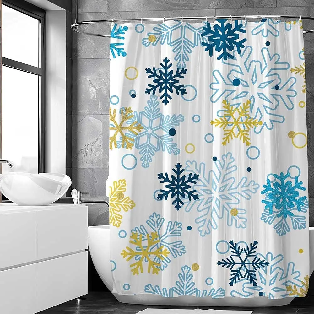 Blue Snowflakes Shower Curtains Winter Christmas Merry Xmas Its Cold Outside Bath Bathroom Decor Gold Glitter Sparkle with Hooks
Blue Snowflakes Shower Curtains Winter Christmas Merry Xmas Its Cold Outside Bath Bathroom Decor Gold Glitter Sparkle with Hooks