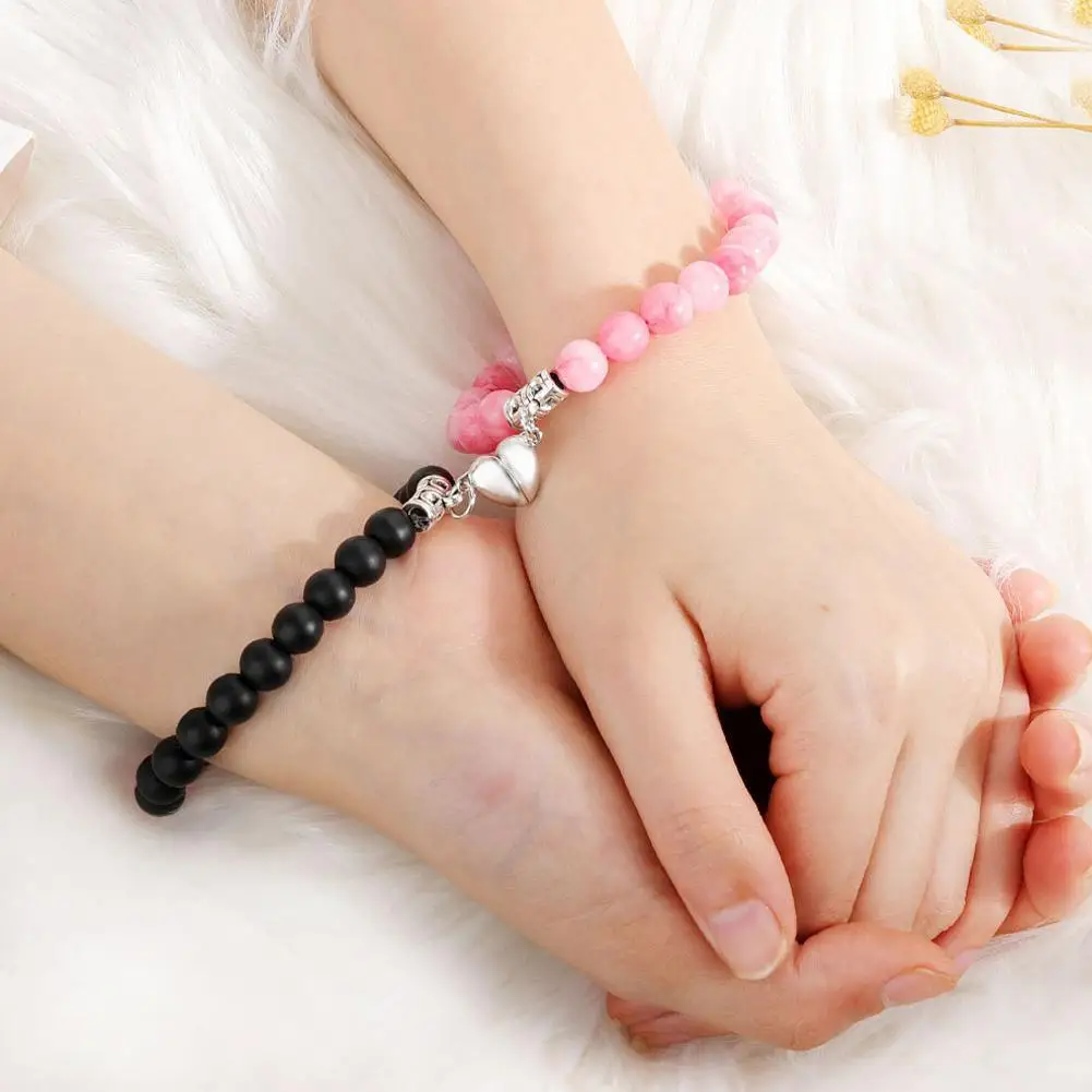 2pcs/set Couples Bracelets Romantic Heart Shape Magnet Pendant Bracelets Natural Stone Beads Yoga Bracelet Friendship Jewelry
2pcs/set Couples Bracelets Romantic Heart Shape Magnet Pendant Bracelets Natural Stone Beads Yoga Bracelet Friendship Jewelry