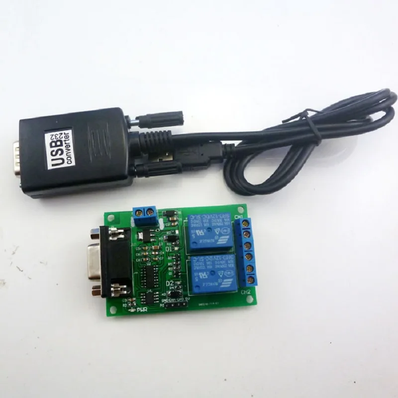 

TB351*1+TB052*1 DC 9V 12V 2Ch RS232 Relay Control Switch & USB to RS232 DB9 PC UART Serial Port for Smart Home