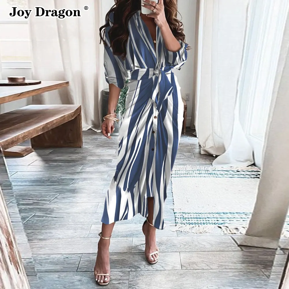 Women Long Sleeve Dress Button Print Autumn Lapel V Neck Clothing Casual New2021Fashion Elegant Slim Sexy Plus Size Office Lady
Women Long Sleeve Dress Button Print Autumn Lapel V Neck Clothing Casual New2021Fashion Elegant Slim Sexy Plus Size Office Lady