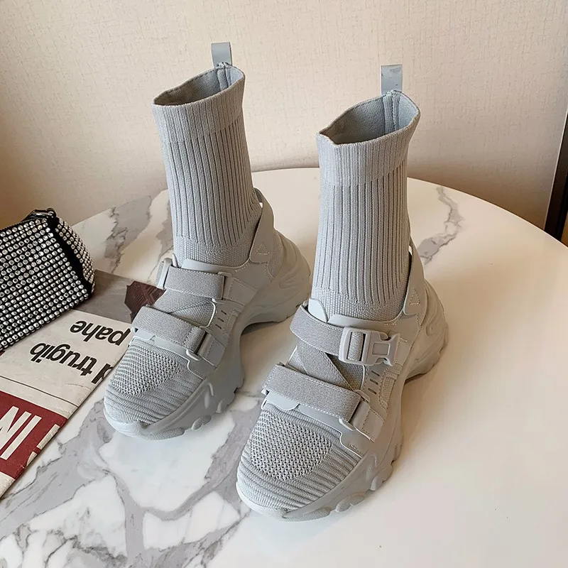 Women Sneakers Buckle Knitting Stretch Fabric Socks Boots Girls Fashion Ankle Chunky Boots for Woman Trendy Autumn Shoes Beige
Women Sneakers Buckle Knitting Stretch Fabric Socks Boots Girls Fashion Ankle Chunky Boots for Woman Trendy Autumn Shoes Beige
