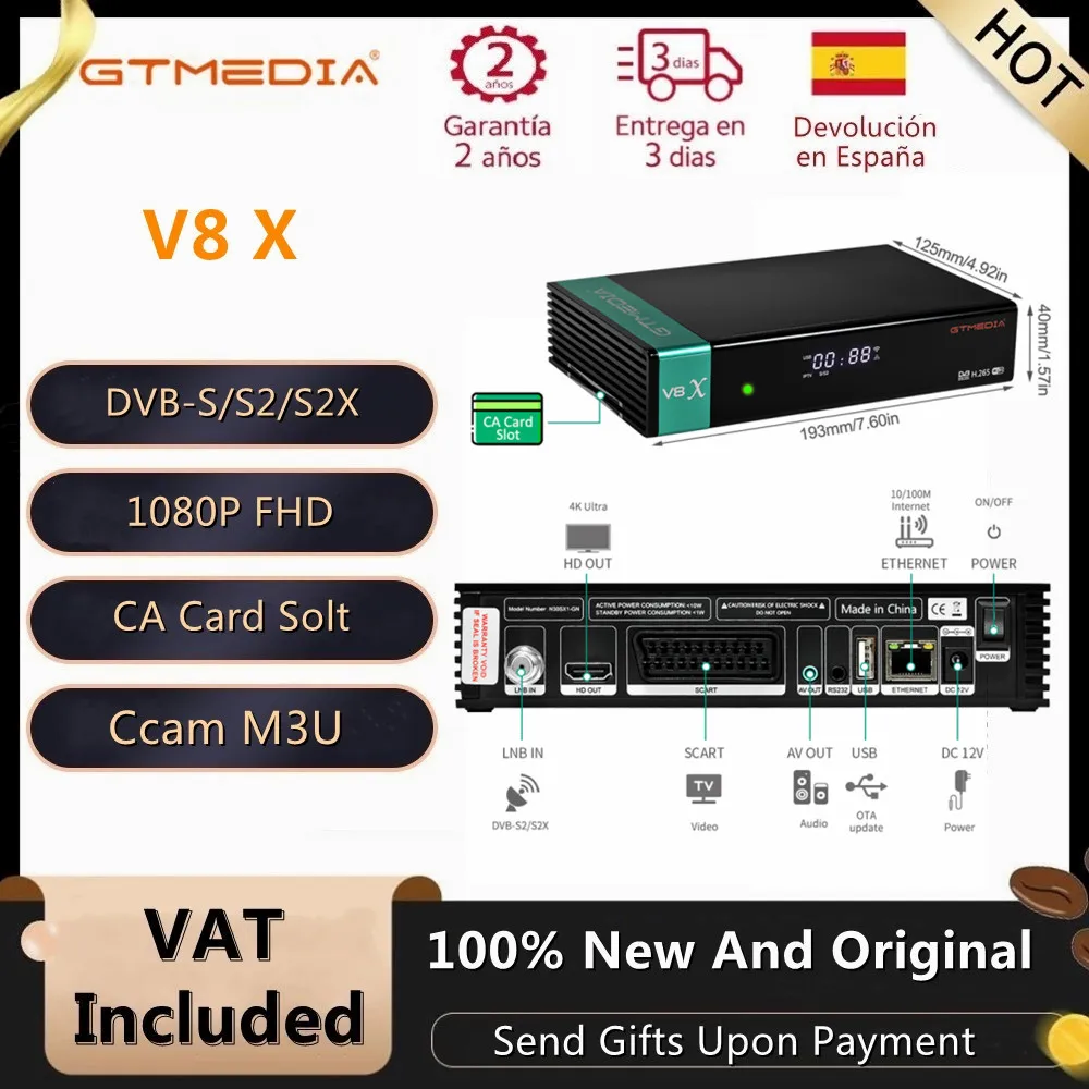 Спутниковый ТВ-приемник GTMEDIA V8X DVB-S/S2/S2X 1080P, поддержка H.265 CCAM, обновление через V8 Nova, спутниковый декодер, отправленный из Испании
Спутниковый ТВ-приемник GTMEDIA V8X DVB-S/S2/S2X 1080P, поддержка H.265 CCAM, обновление через V8 Nova, спутниковый декодер, отправленный из Испании