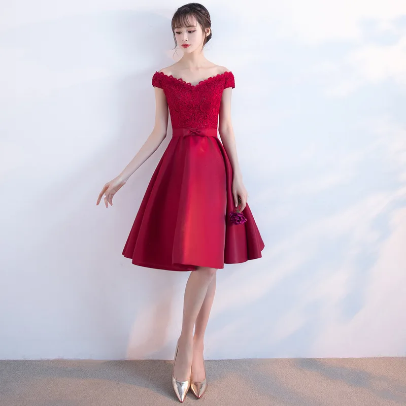 Vintage Boat Neck Lace Short Women Girls Dress Pleated Line Bow Belt Party Dress Formal Dress
Vintage Boat Neck Lace Short Women Girls Dress Pleated Line Bow Belt Party Dress Formal Dress