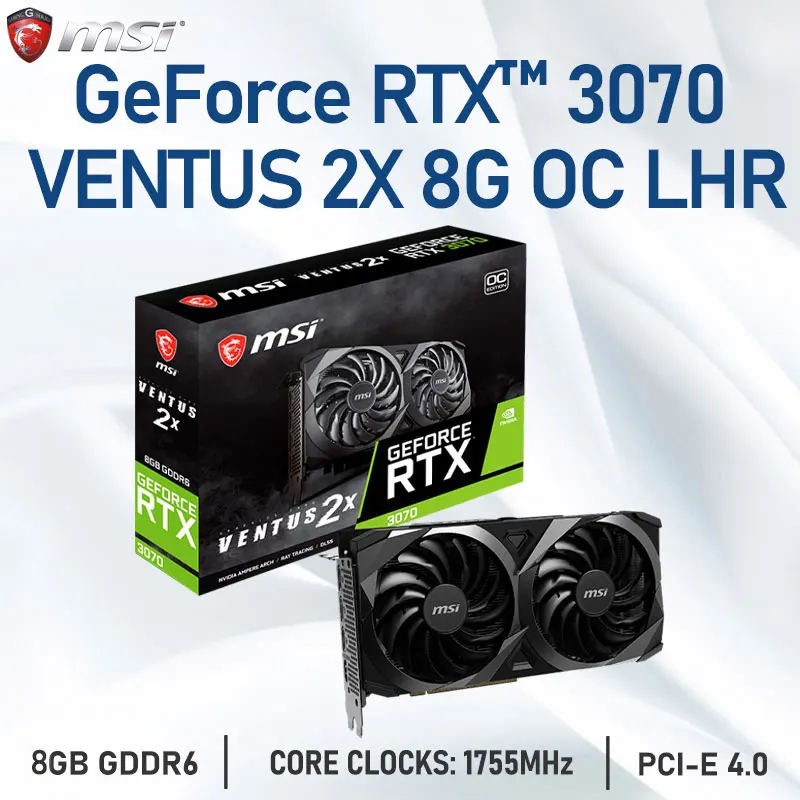 

MSI Raphic Cards GeForce RTX 3070 VENTUS 2X 8G OC LHR 8GB GDDR6 Graphics Cards 256-bit DP HDMI-Compatible PCI4.0 GPU Video Cards