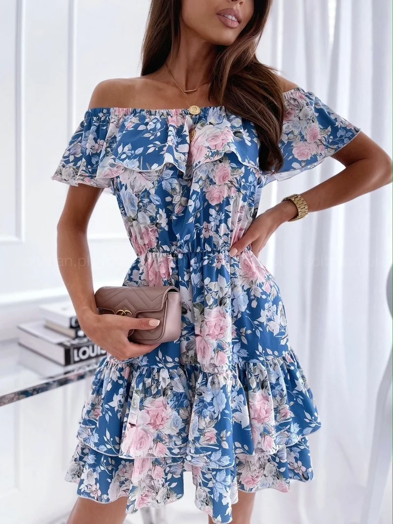 Donsignet Fashion Women's Dress Casual Hot-selling One-word Collar Hedging Print Off Shoulder Loose Ruffled Short-sleeved Dress
Donsignet Fashion Women's Dress Casual Hot-selling One-word Collar Hedging Print Off Shoulder Loose Ruffled Short-sleeved Dress